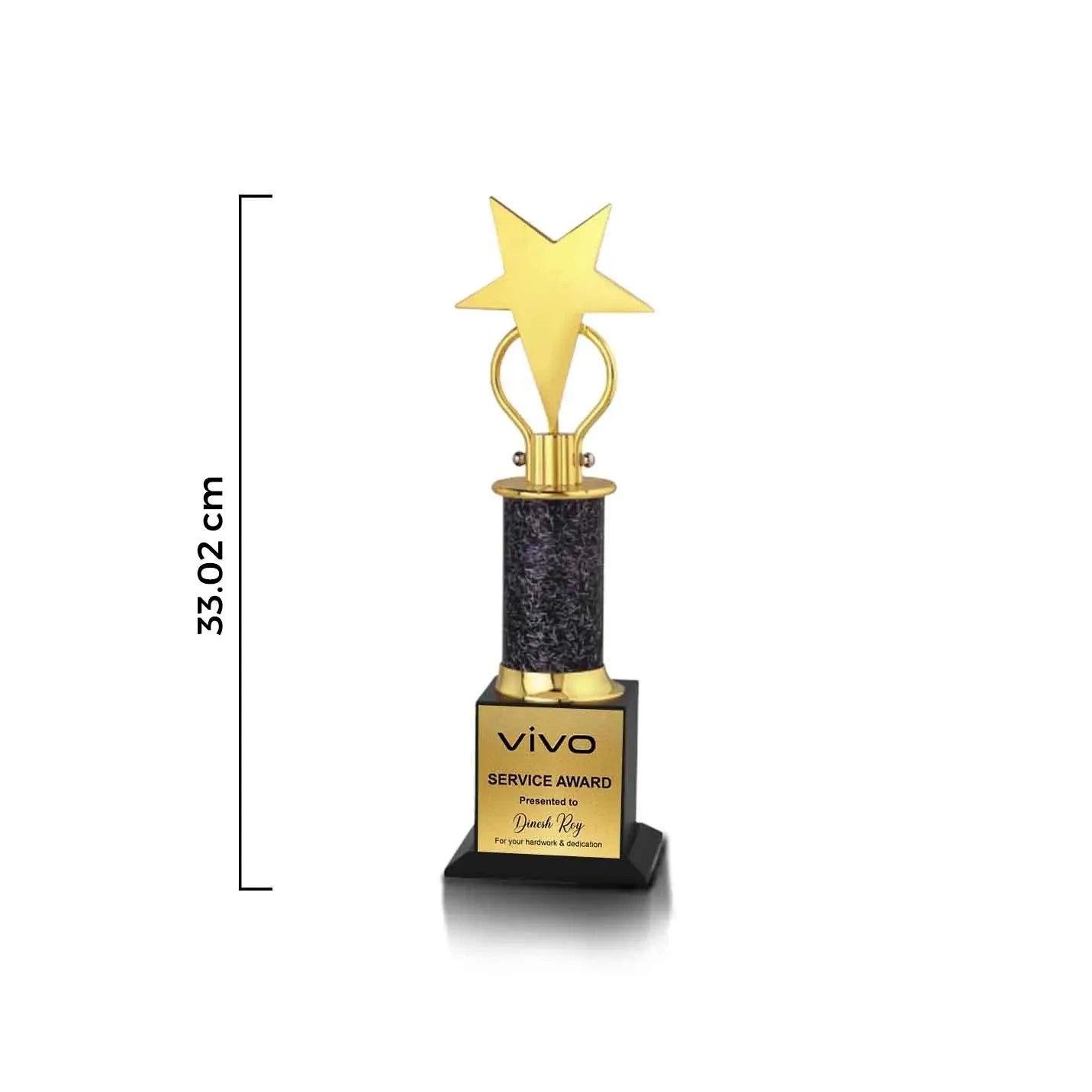 Elegant Black & Golden Star Triumph Trophy Img 2